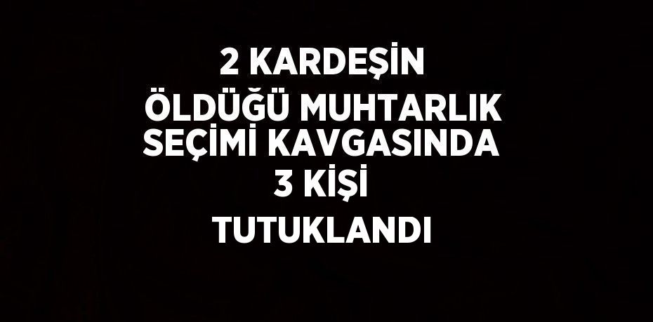 2 KARDEŞİN ÖLDÜĞÜ MUHTARLIK SEÇİMİ KAVGASINDA 3 KİŞİ TUTUKLANDI