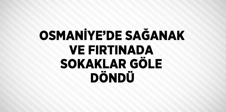 OSMANİYE’DE SAĞANAK VE FIRTINADA SOKAKLAR GÖLE DÖNDÜ