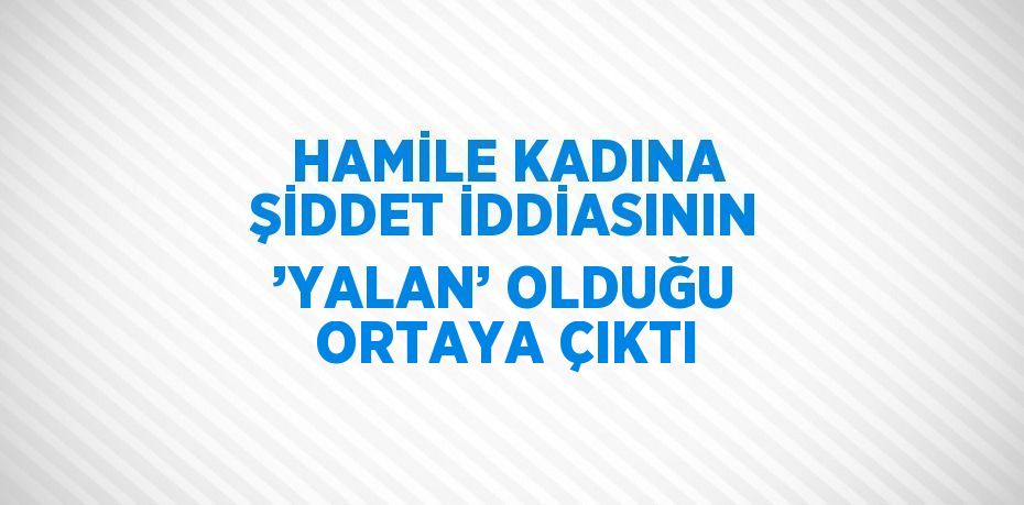 HAMİLE KADINA ŞİDDET İDDİASININ ’YALAN’ OLDUĞU ORTAYA ÇIKTI