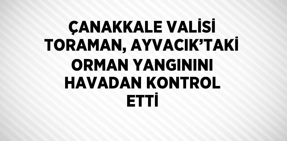 ÇANAKKALE VALİSİ TORAMAN, AYVACIK’TAKİ ORMAN YANGININI HAVADAN KONTROL ETTİ
