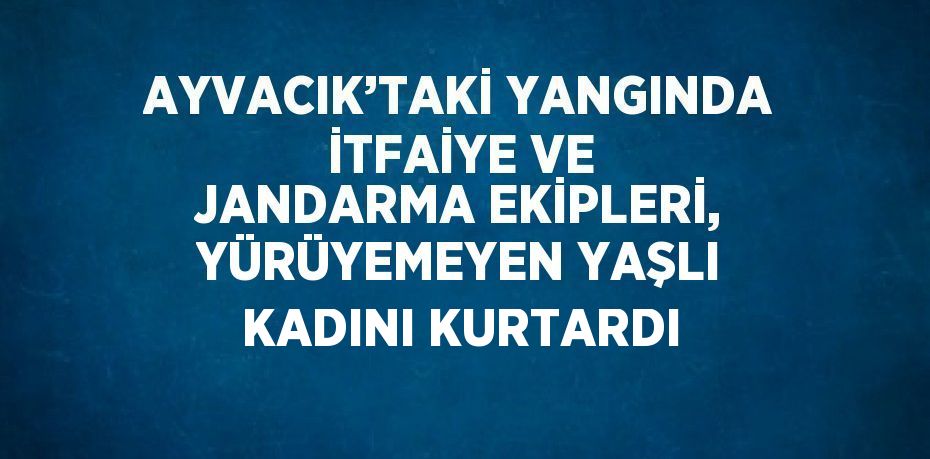 AYVACIK’TAKİ YANGINDA İTFAİYE VE JANDARMA EKİPLERİ, YÜRÜYEMEYEN YAŞLI KADINI KURTARDI