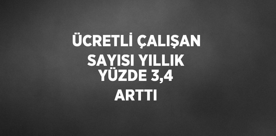 ÜCRETLİ ÇALIŞAN SAYISI YILLIK YÜZDE 3,4 ARTTI