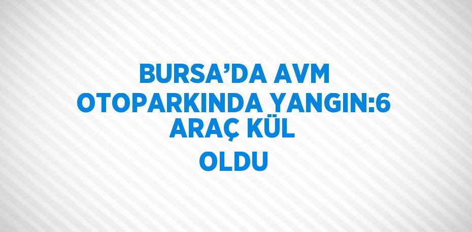 BURSA’DA AVM OTOPARKINDA YANGIN:6 ARAÇ KÜL OLDU
