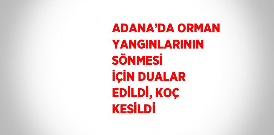 ADANA’DA ORMAN YANGINLARININ SÖNMESİ İÇİN DUALAR EDİLDİ, KOÇ KESİLDİ