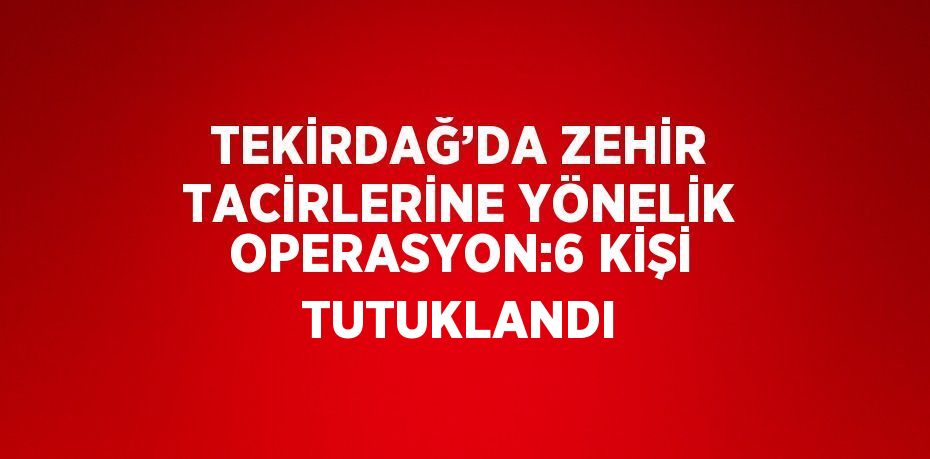 TEKİRDAĞ’DA ZEHİR TACİRLERİNE YÖNELİK OPERASYON:6 KİŞİ TUTUKLANDI
