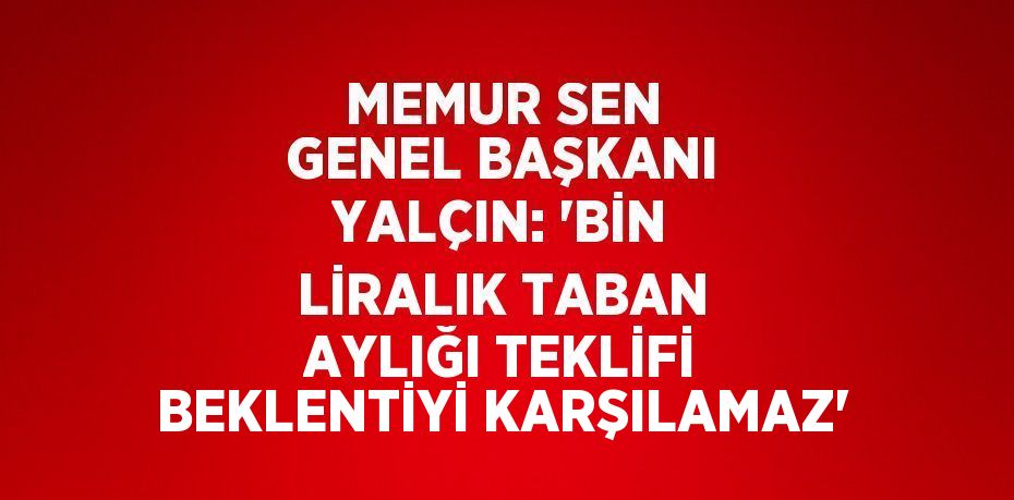MEMUR SEN GENEL BAŞKANI YALÇIN: 'BİN LİRALIK TABAN AYLIĞI TEKLİFİ BEKLENTİYİ KARŞILAMAZ'
