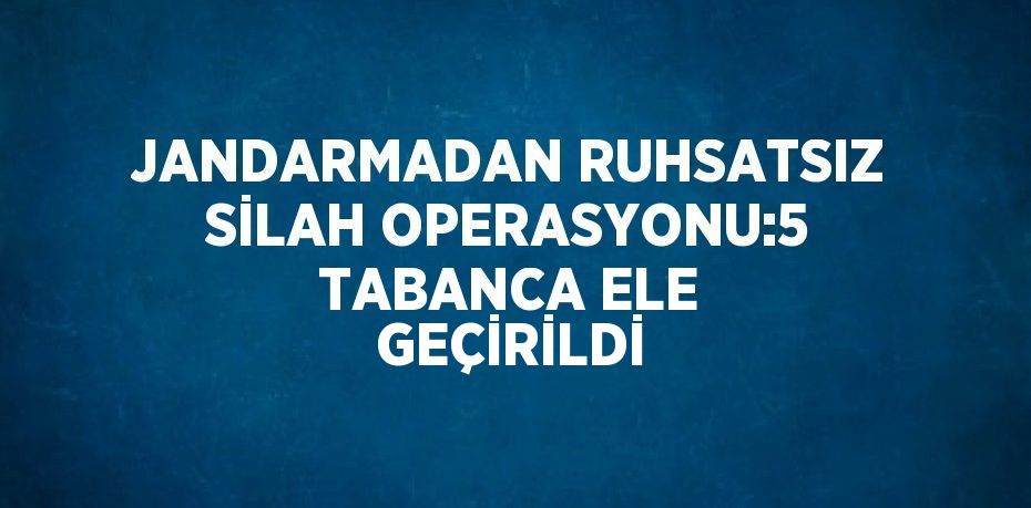 JANDARMADAN RUHSATSIZ SİLAH OPERASYONU:5 TABANCA ELE GEÇİRİLDİ