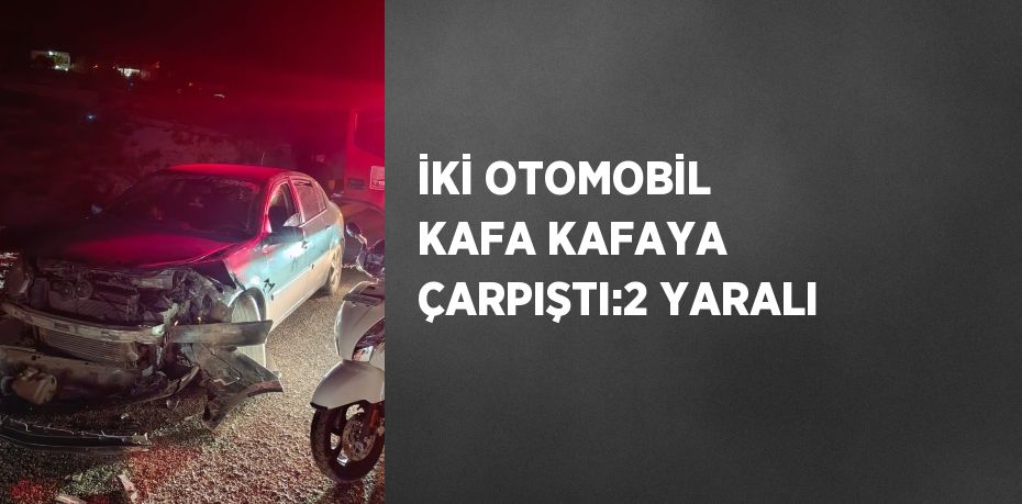 İKİ OTOMOBİL KAFA KAFAYA ÇARPIŞTI:2 YARALI