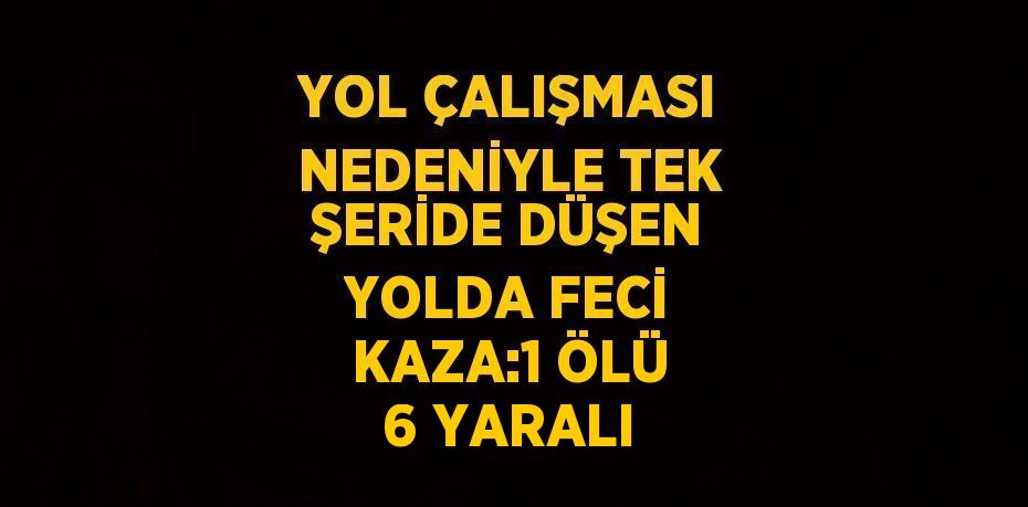 YOL ÇALIŞMASI NEDENİYLE TEK ŞERİDE DÜŞEN YOLDA FECİ KAZA:1 ÖLÜ 6 YARALI
