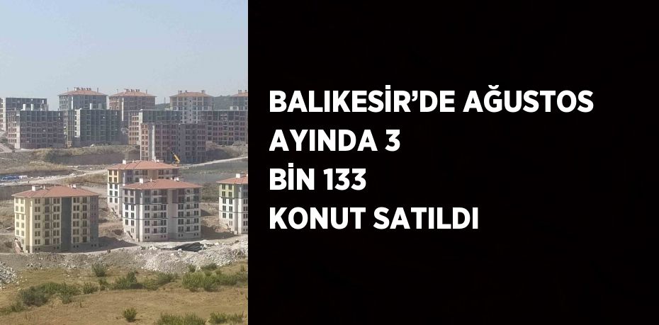 BALIKESİR’DE AĞUSTOS AYINDA 3 BİN 133 KONUT SATILDI