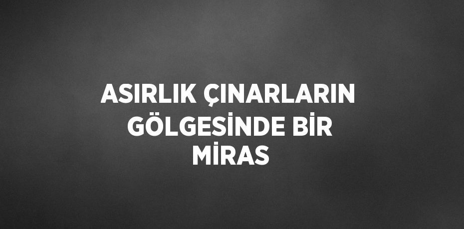 ASIRLIK ÇINARLARIN GÖLGESİNDE BİR MİRAS