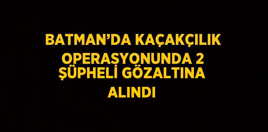 BATMAN’DA KAÇAKÇILIK OPERASYONUNDA 2 ŞÜPHELİ GÖZALTINA ALINDI