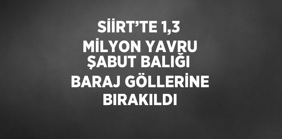 SİİRT’TE 1,3 MİLYON YAVRU ŞABUT BALIĞI BARAJ GÖLLERİNE BIRAKILDI