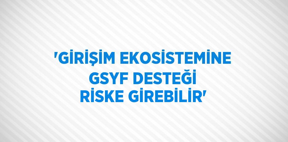 'GİRİŞİM EKOSİSTEMİNE GSYF DESTEĞİ RİSKE GİREBİLİR'