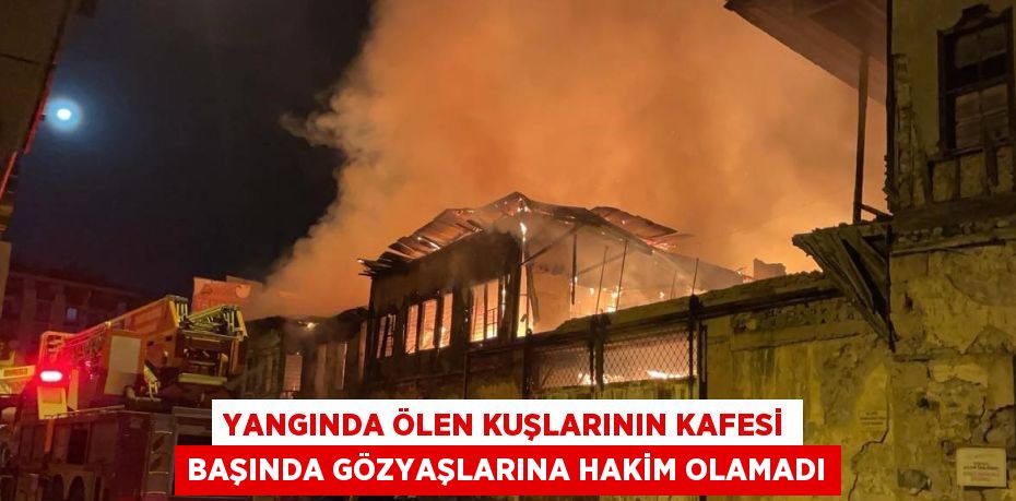 YANGINDA ÖLEN KUŞLARININ KAFESİ BAŞINDA GÖZYAŞLARINA HAKİM OLAMADI