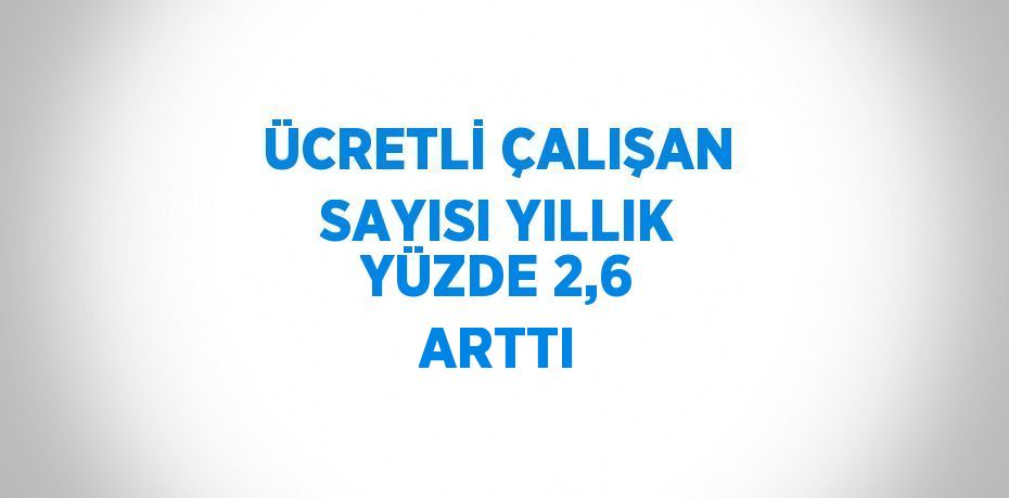 ÜCRETLİ ÇALIŞAN SAYISI YILLIK YÜZDE 2,6 ARTTI