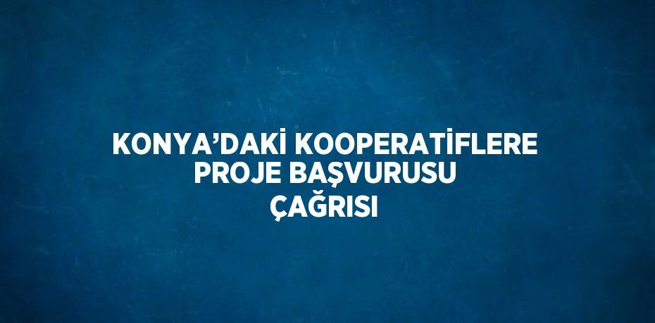 KONYA’DAKİ KOOPERATİFLERE PROJE BAŞVURUSU ÇAĞRISI