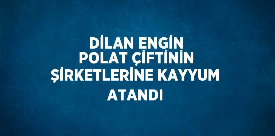 DİLAN ENGİN POLAT ÇİFTİNİN ŞİRKETLERİNE KAYYUM ATANDI