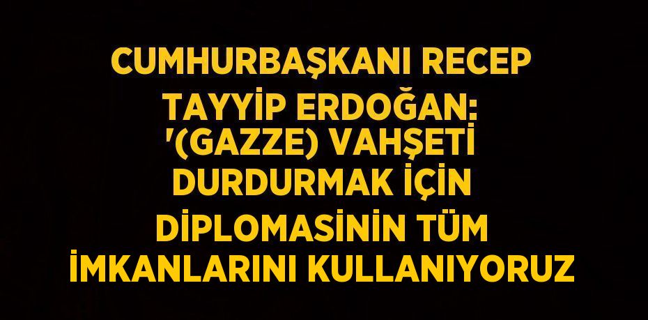 CUMHURBAŞKANI RECEP TAYYİP ERDOĞAN: '(GAZZE) VAHŞETİ DURDURMAK İÇİN DİPLOMASİNİN TÜM İMKANLARINI KULLANIYORUZ