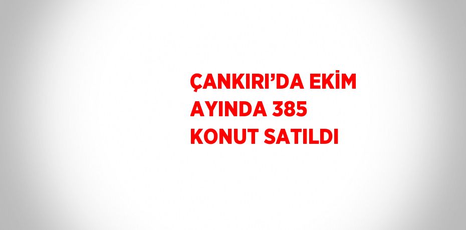 ÇANKIRI’DA EKİM AYINDA 385 KONUT SATILDI