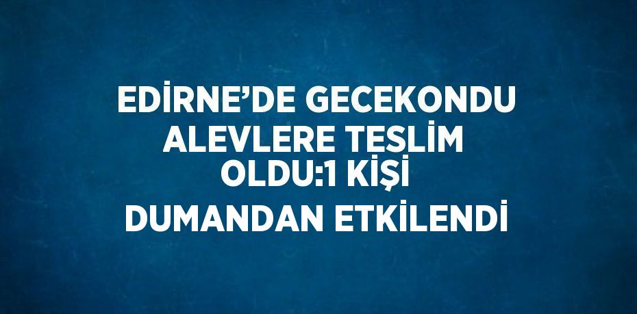 EDİRNE’DE GECEKONDU ALEVLERE TESLİM OLDU:1 KİŞİ DUMANDAN ETKİLENDİ