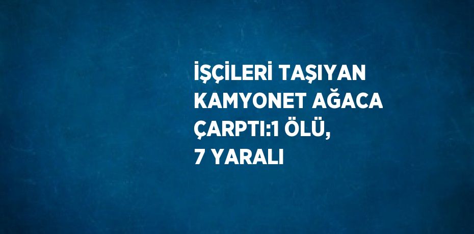 İŞÇİLERİ TAŞIYAN KAMYONET AĞACA ÇARPTI:1 ÖLÜ, 7 YARALI