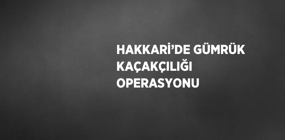 HAKKARİ’DE GÜMRÜK KAÇAKÇILIĞI OPERASYONU