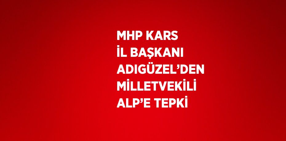 MHP KARS İL BAŞKANI ADIGÜZEL’DEN MİLLETVEKİLİ ALP’E TEPKİ