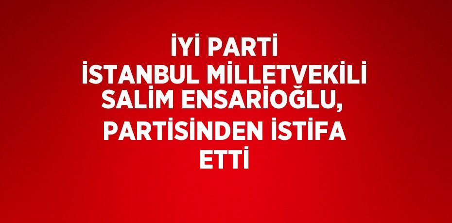 İYİ PARTİ İSTANBUL MİLLETVEKİLİ SALİM ENSARİOĞLU, PARTİSİNDEN İSTİFA ETTİ