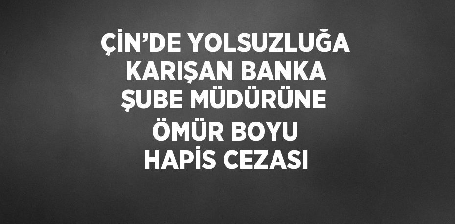 ÇİN’DE YOLSUZLUĞA KARIŞAN BANKA ŞUBE MÜDÜRÜNE ÖMÜR BOYU HAPİS CEZASI