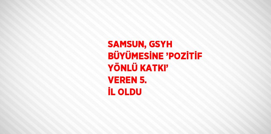 SAMSUN, GSYH BÜYÜMESİNE ’POZİTİF YÖNLÜ KATKI’ VEREN 5. İL OLDU