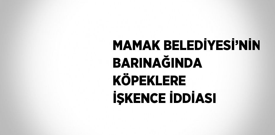 MAMAK BELEDİYESİ’NİN BARINAĞINDA KÖPEKLERE İŞKENCE İDDİASI