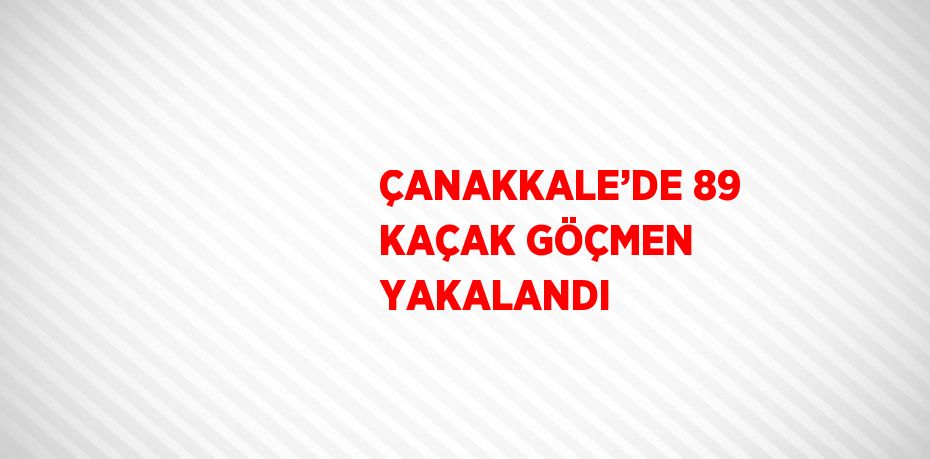 ÇANAKKALE’DE 89 KAÇAK GÖÇMEN YAKALANDI