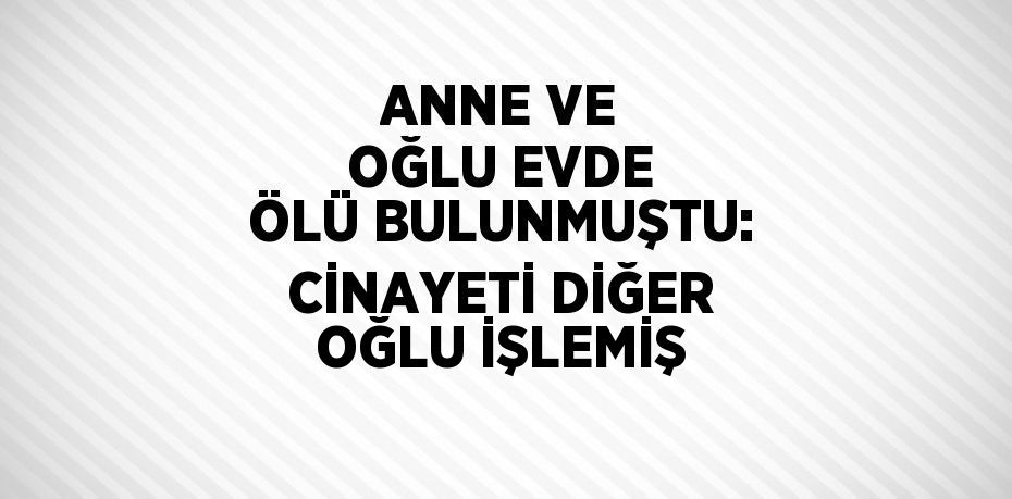 ANNE VE OĞLU EVDE ÖLÜ BULUNMUŞTU: CİNAYETİ DİĞER OĞLU İŞLEMİŞ