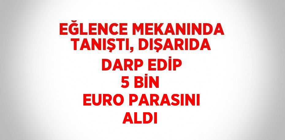 EĞLENCE MEKANINDA TANIŞTI, DIŞARIDA DARP EDİP 5 BİN EURO PARASINI ALDI