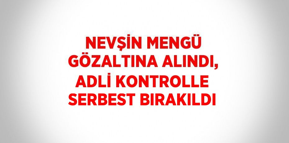 NEVŞİN MENGÜ GÖZALTINA ALINDI, ADLİ KONTROLLE SERBEST BIRAKILDI