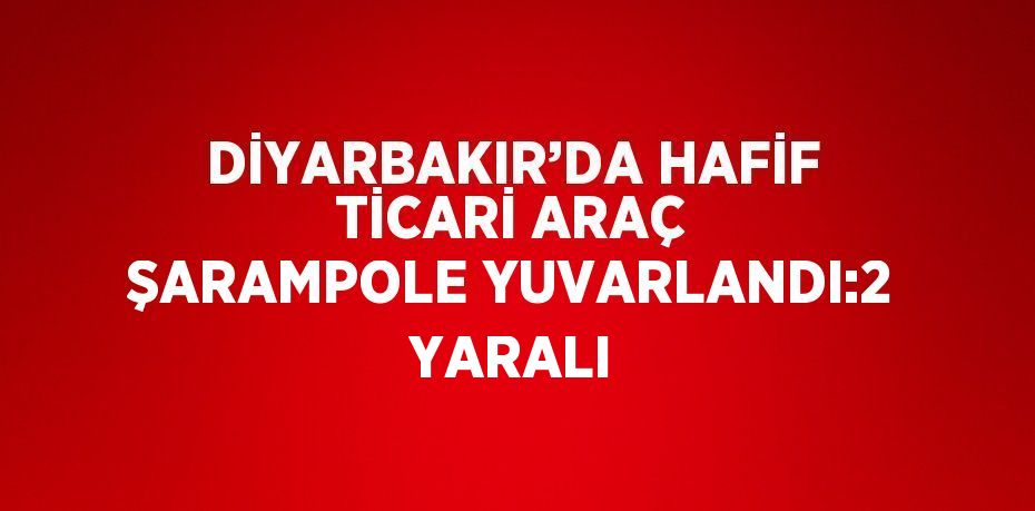 DİYARBAKIR’DA HAFİF TİCARİ ARAÇ ŞARAMPOLE YUVARLANDI:2 YARALI