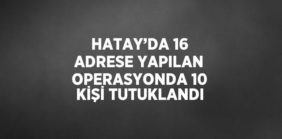 HATAY’DA 16 ADRESE YAPILAN OPERASYONDA 10 KİŞİ TUTUKLANDI