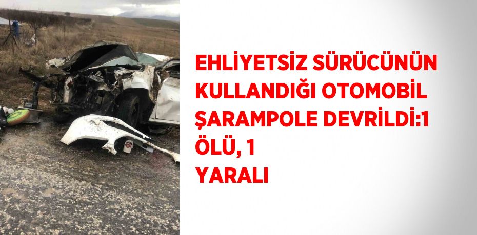 EHLİYETSİZ SÜRÜCÜNÜN KULLANDIĞI OTOMOBİL ŞARAMPOLE DEVRİLDİ:1 ÖLÜ, 1 YARALI