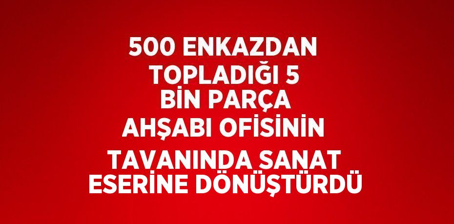 500 ENKAZDAN TOPLADIĞI 5 BİN PARÇA AHŞABI OFİSİNİN TAVANINDA SANAT ESERİNE DÖNÜŞTÜRDÜ