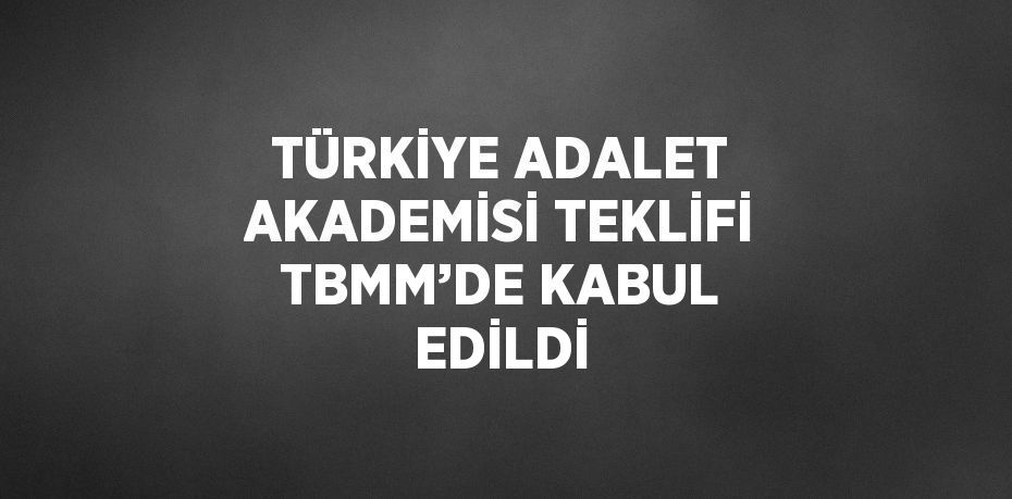 TÜRKİYE ADALET AKADEMİSİ TEKLİFİ TBMM’DE KABUL EDİLDİ