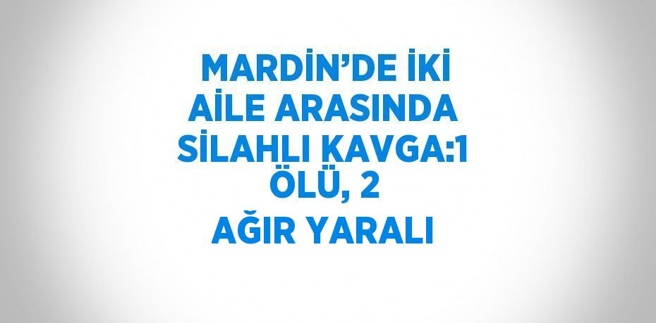 MARDİN’DE İKİ AİLE ARASINDA SİLAHLI KAVGA:1 ÖLÜ, 2 AĞIR YARALI