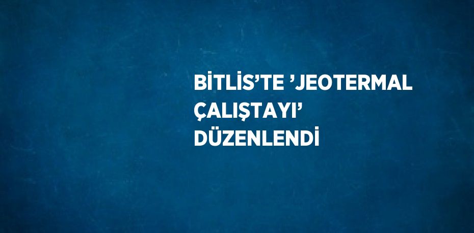 BİTLİS’TE ’JEOTERMAL ÇALIŞTAYI’ DÜZENLENDİ