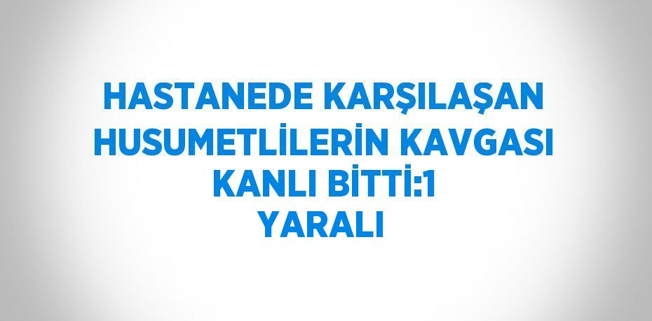 HASTANEDE KARŞILAŞAN HUSUMETLİLERİN KAVGASI KANLI BİTTİ:1 YARALI