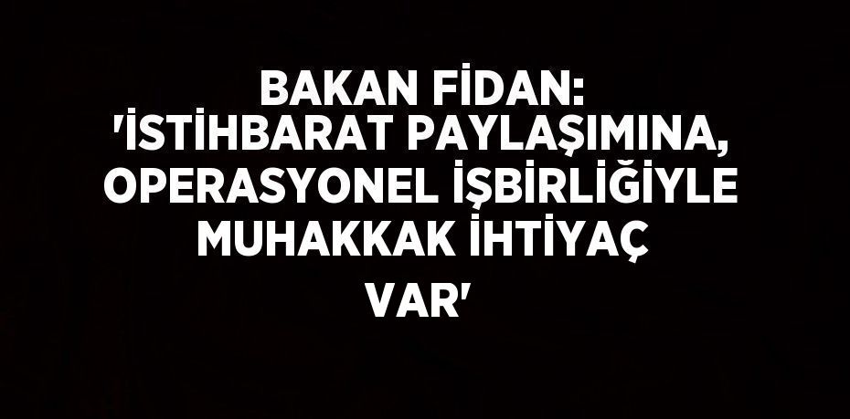 BAKAN FİDAN: 'İSTİHBARAT PAYLAŞIMINA, OPERASYONEL İŞBİRLİĞİYLE MUHAKKAK İHTİYAÇ VAR'