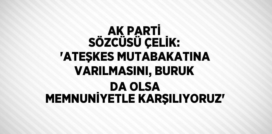 AK PARTİ SÖZCÜSÜ ÇELİK: 'ATEŞKES MUTABAKATINA VARILMASINI, BURUK DA OLSA MEMNUNİYETLE KARŞILIYORUZ'