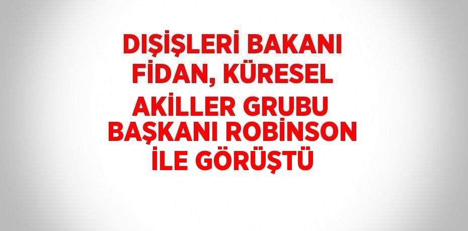 DIŞİŞLERİ BAKANI FİDAN, KÜRESEL AKİLLER GRUBU BAŞKANI ROBİNSON İLE GÖRÜŞTÜ