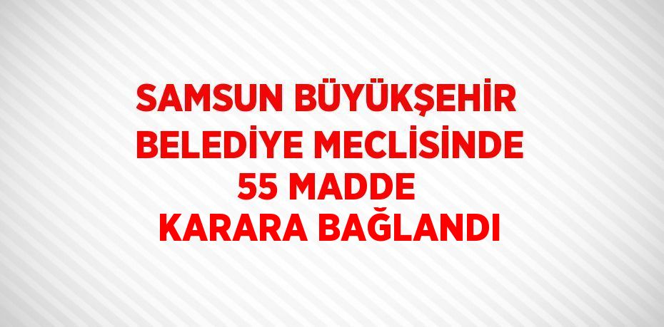 SAMSUN BÜYÜKŞEHİR BELEDİYE MECLİSİNDE 55 MADDE KARARA BAĞLANDI