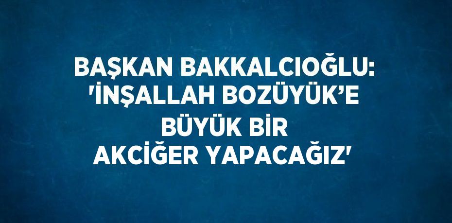 BAŞKAN BAKKALCIOĞLU: 'İNŞALLAH BOZÜYÜK’E BÜYÜK BİR AKCİĞER YAPACAĞIZ'