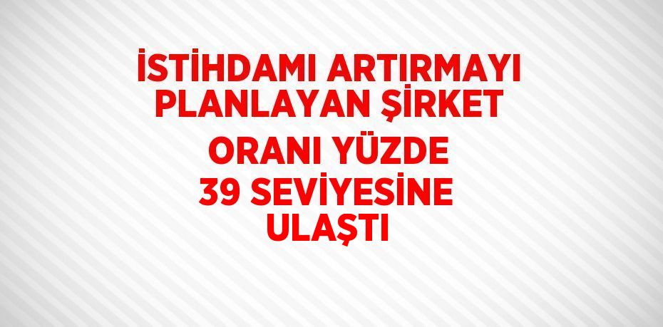 İSTİHDAMI ARTIRMAYI PLANLAYAN ŞİRKET ORANI YÜZDE 39 SEVİYESİNE ULAŞTI